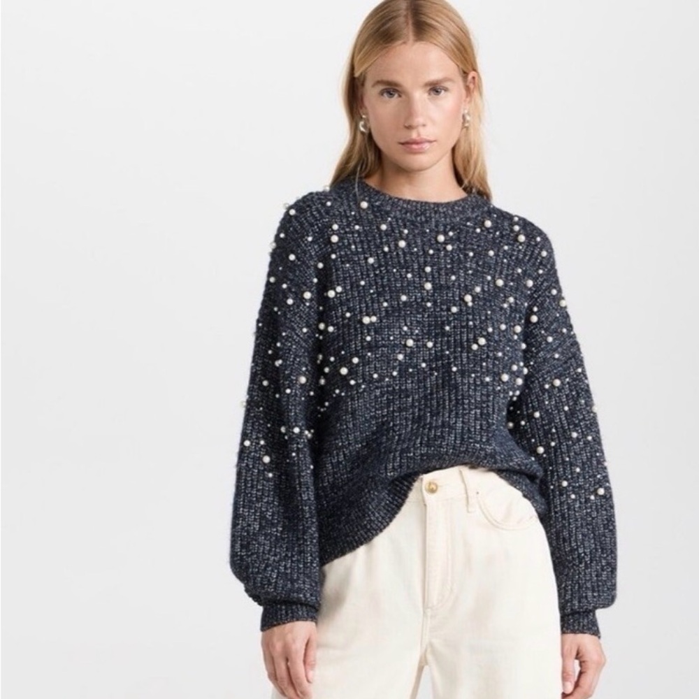 rag & bone Navy Sweater with Pearl Details